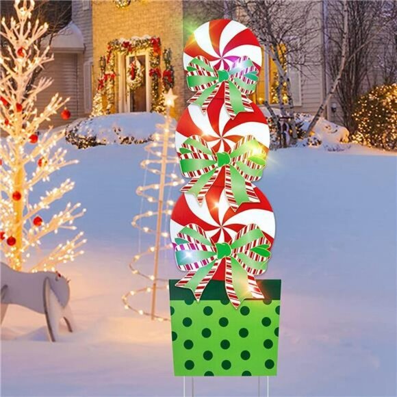 Christmas Yard Signs, 57 ″ Giant Candy Christmas Decorations with LED Lights - Picture 1 of 6